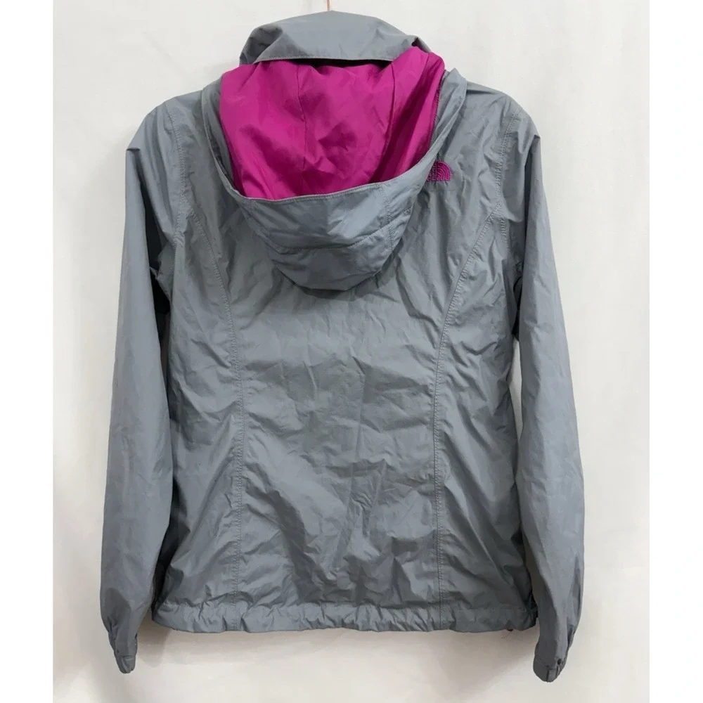 The North Face HyVent Windbreaker‎ Rain Jacket Woman's S Hooded Shell Gray/Pink